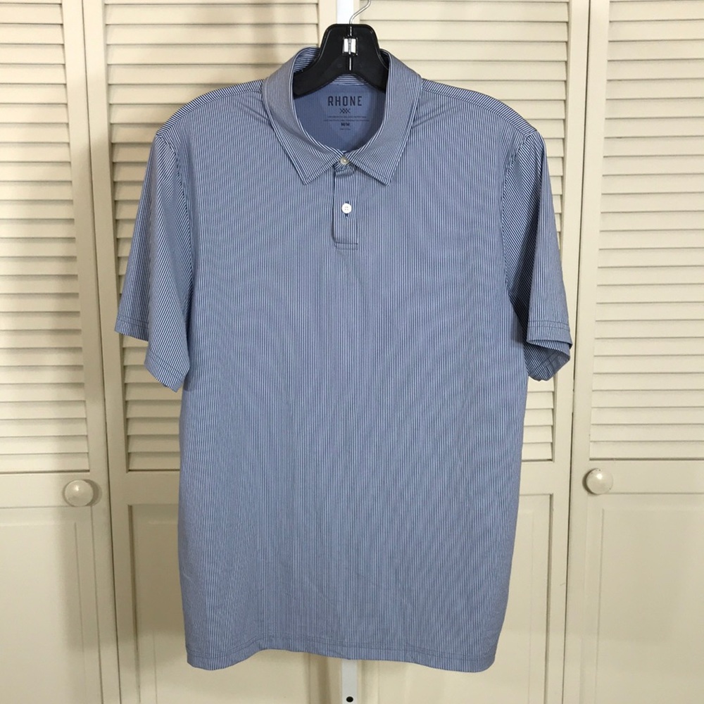 RHONE Light Blue Pinstripe Men's Polo